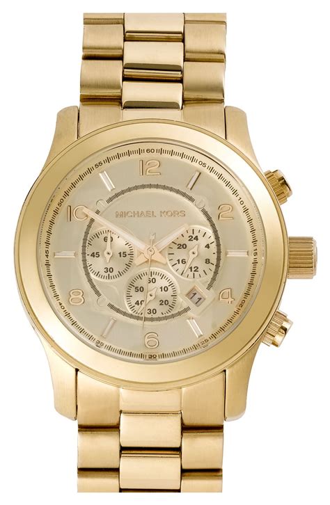 michael kors large runway gold bracelet watch 46mm|Michael Kors runway watch slim.